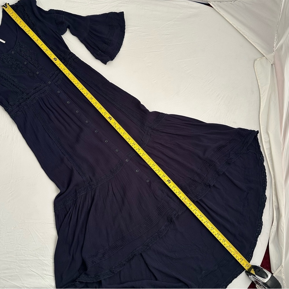 Free People navy boho three quarter bell sleeve maxi dress 2 - Picture 10 of 12